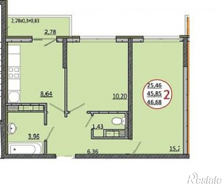 2-комн квартира Уральская 111