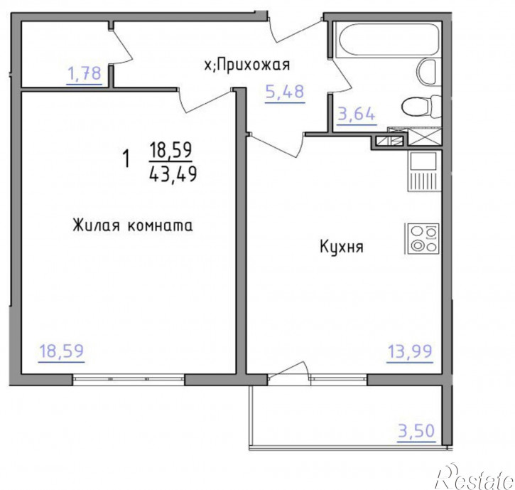 1-комн квартира им Лавочкина 17