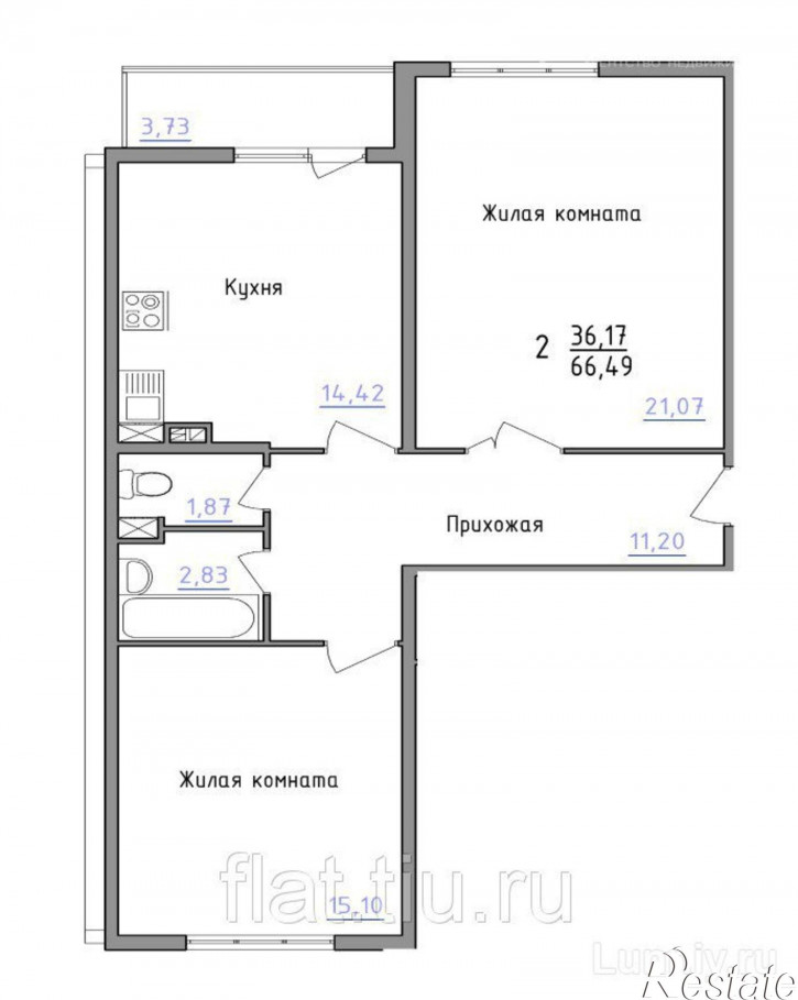 2-комн квартира Карасунская 17