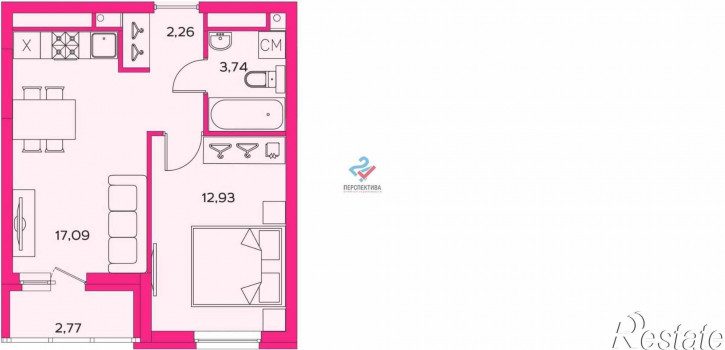 2-комн квартира в новом доме улица Мира, 35