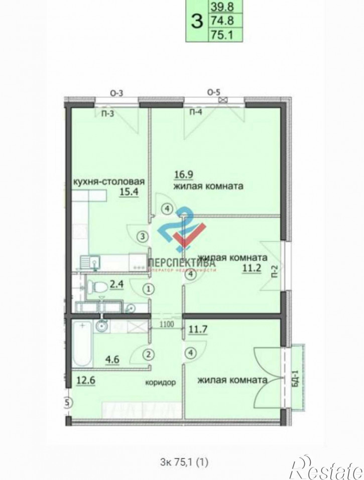 3-комн квартира в новом доме жилой комплекс Лугометрия,  с11