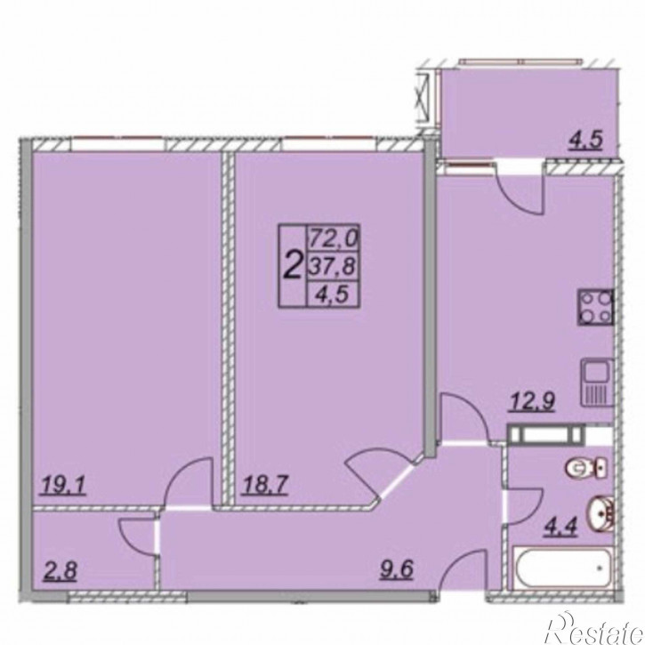 2-комн квартира ул.Парковая, 24