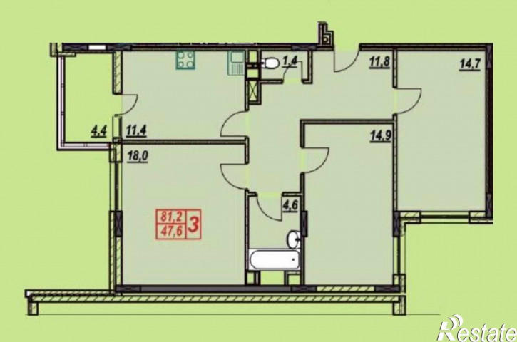 3-комн квартира 3-Б мкрн, 50