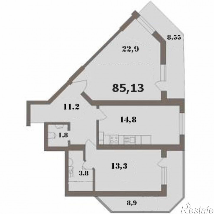 2-комн квартира Центральный район, 8