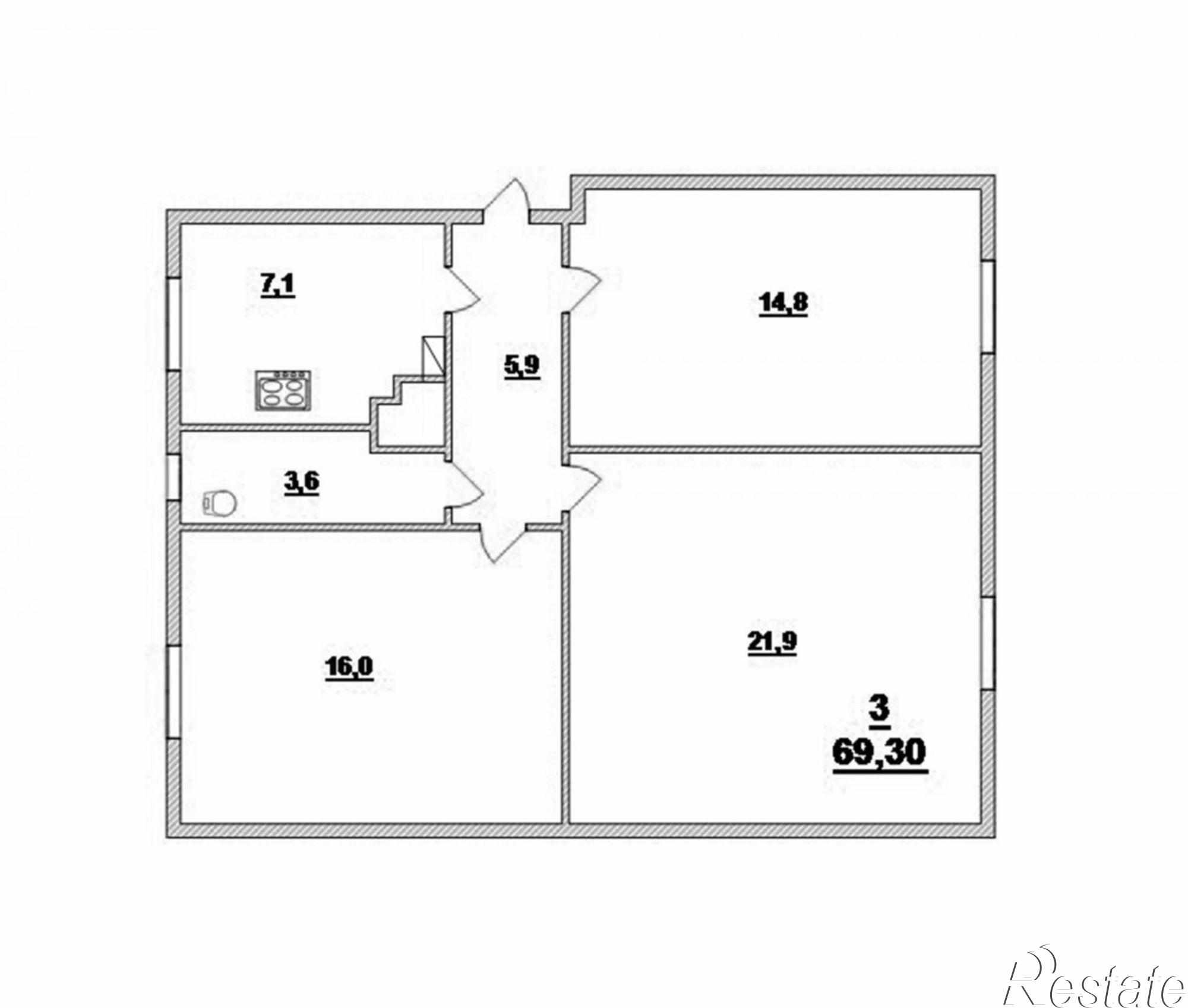 Купить квартиру за 6 700 000 рублей на Колесная ул, 6