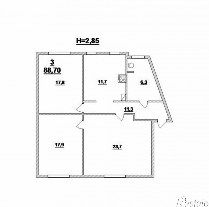 3-комн квартира Коммунальная ул, 24
