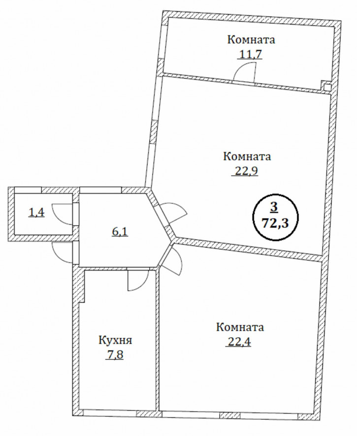 3-комн квартира Сибирская ул, 1