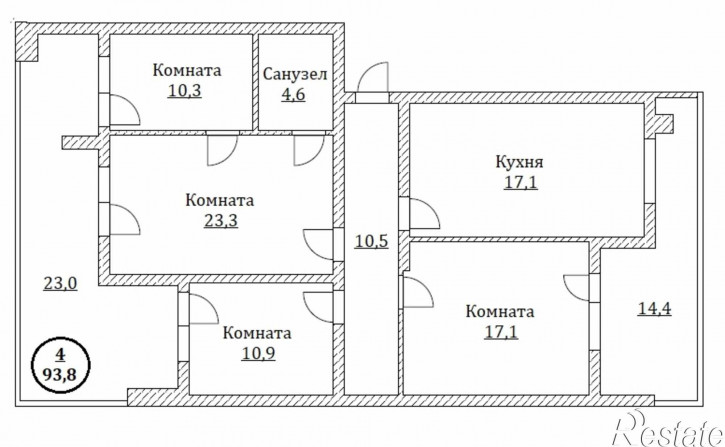 4-комн квартира Яблоневая ул, 5