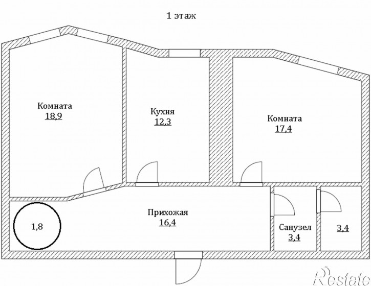 4-комн квартира Щорса пер, 1