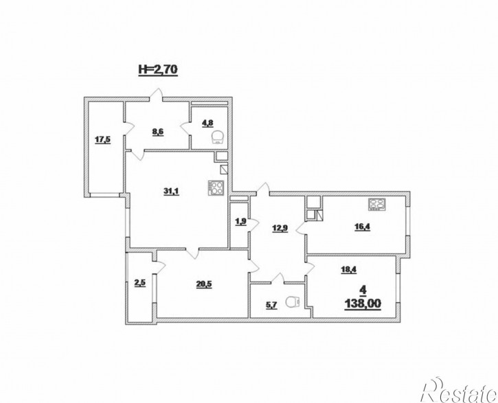 4-комн квартира Уральская ул, 20