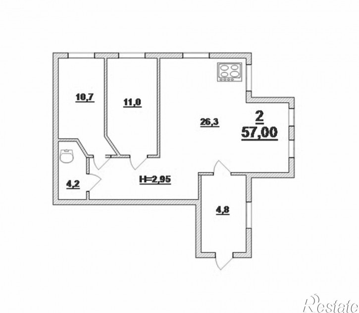 2-комн квартира Центральная пл, 1