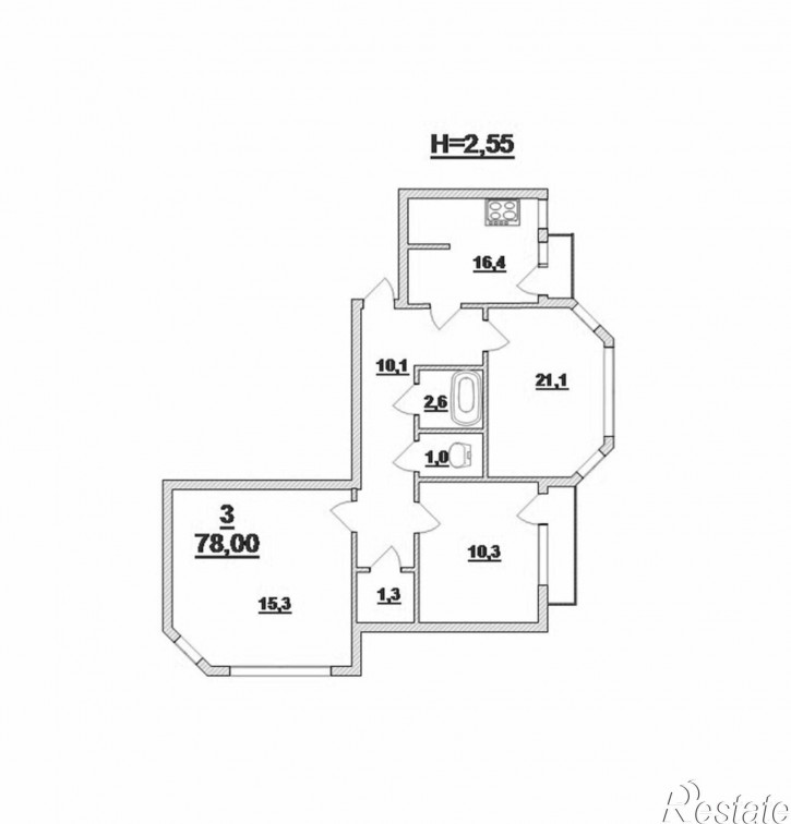 3-комн квартира Пригородная ул, 42