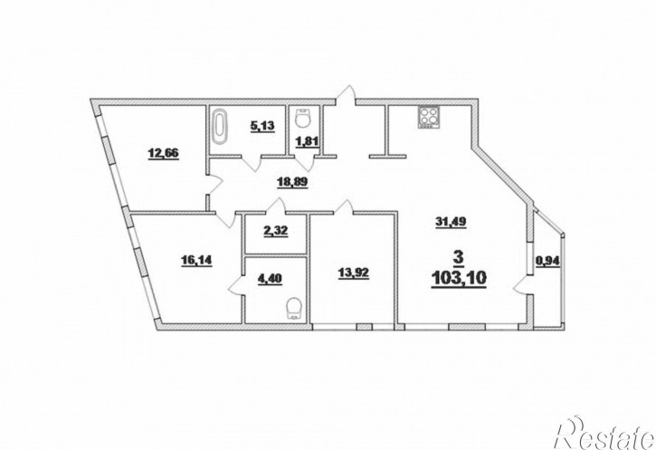 3-комн квартира Победы пр-кт, 60