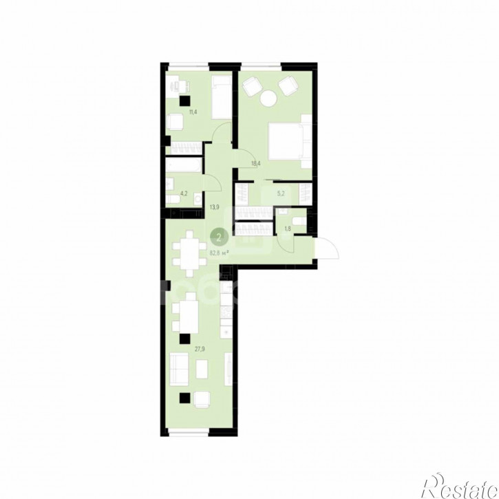 2-комн квартира в новом доме ул. Стачек, 62