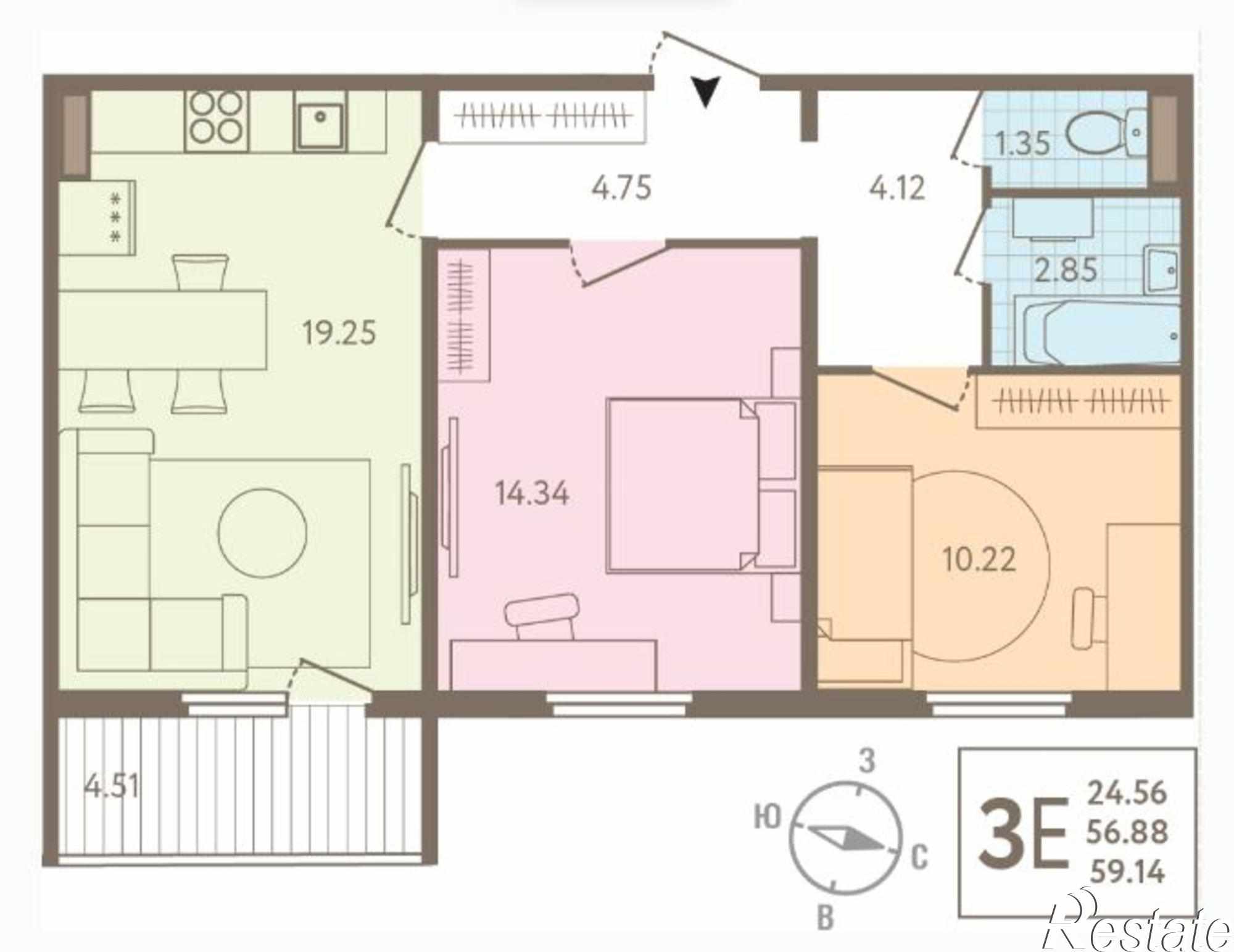Купить квартиру за 3 714 750 рублей на Стаханова-Свиридова, д. 13