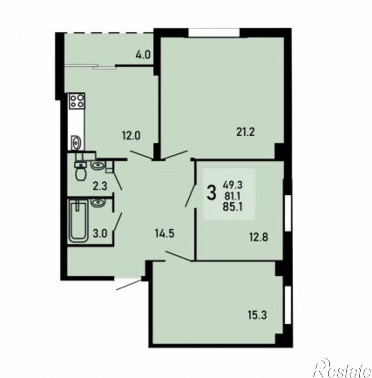3-комн квартира в новом доме ул. Котовского, д. 43