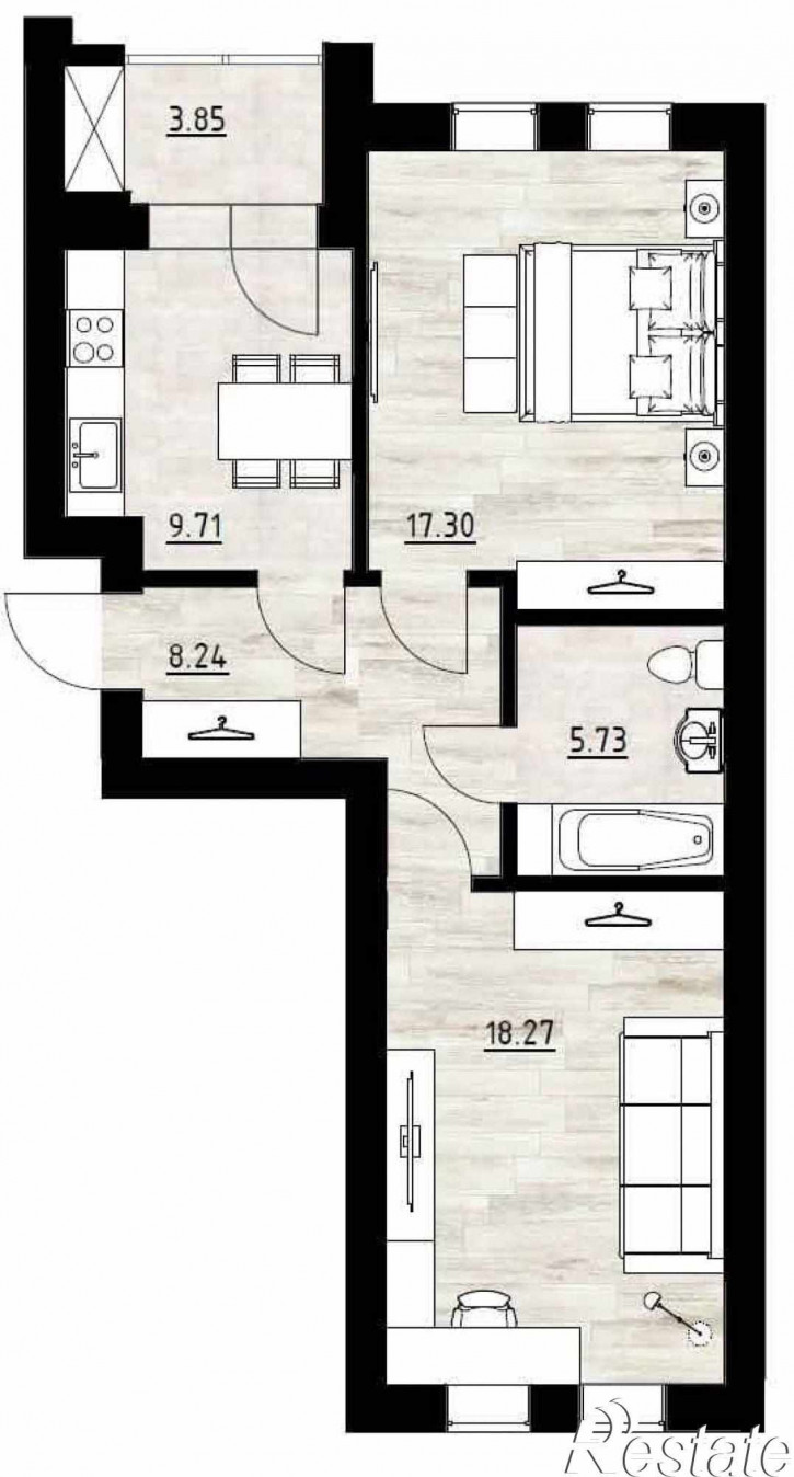 2-комн квартира Поселковая ул, 32