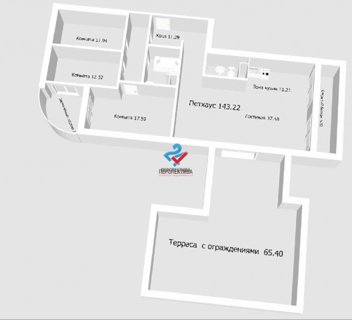 4-комн квартира улица Бородина, 2