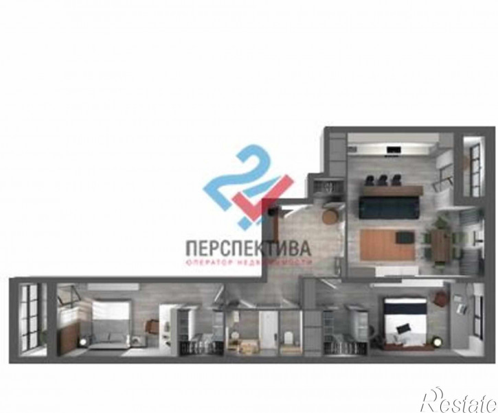 3-комн квартира в новом доме улица Лозицкой, 1А
