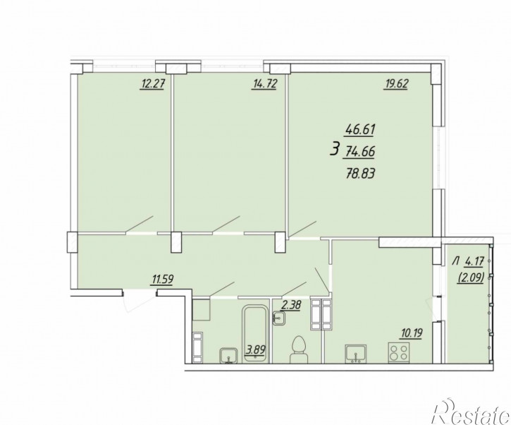 3-комн квартира ул. Звездная, д. 2/2