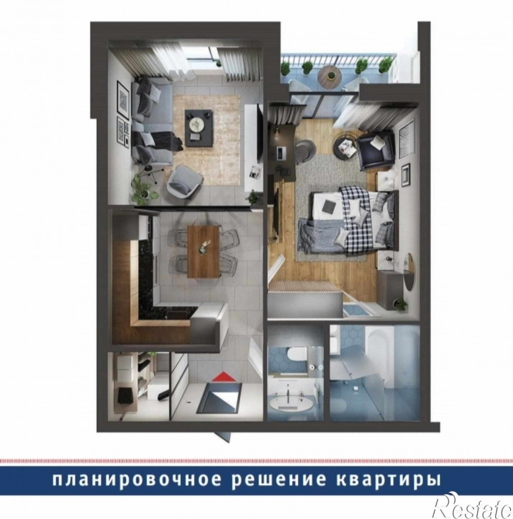 1-комн квартира Молодой гвардии ул, 2
