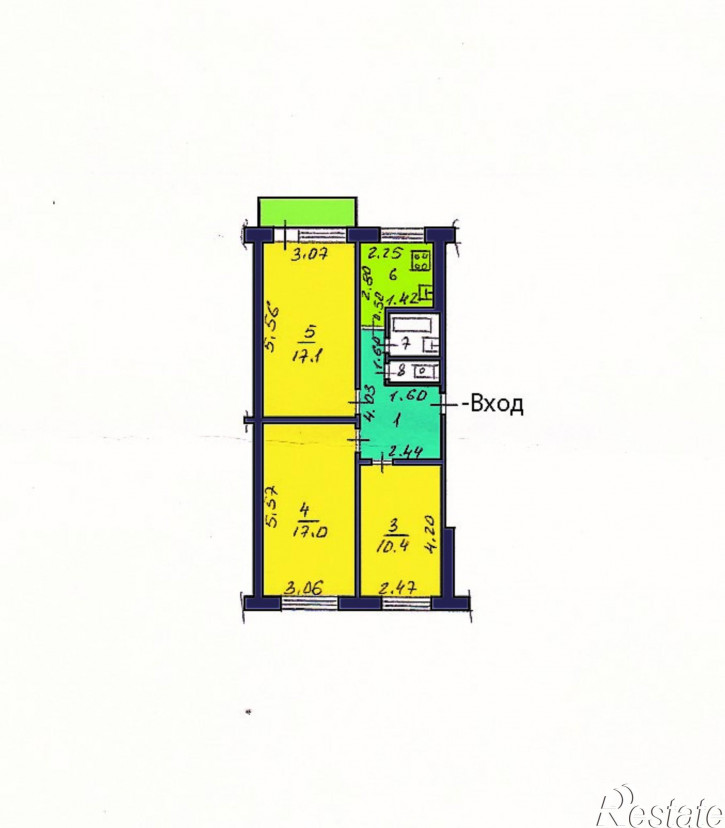 3-комн квартира ул. Московская, д. 43