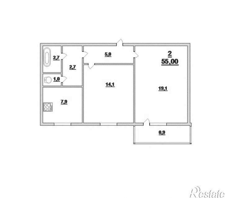 2-комн квартира Алданская ул, 22а