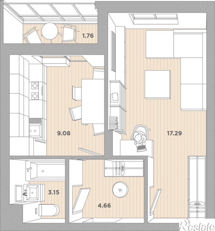 1-комн квартира Садовая ул, 5