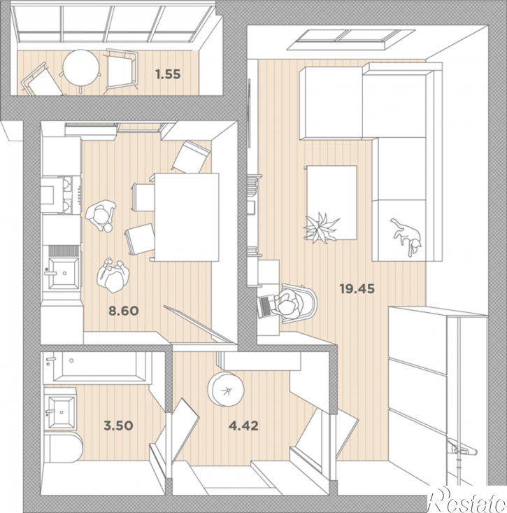 1-комн квартира Садовая ул, 5
