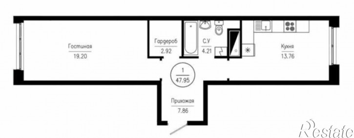 1-комн квартира в новом доме улица Ладожская, 9