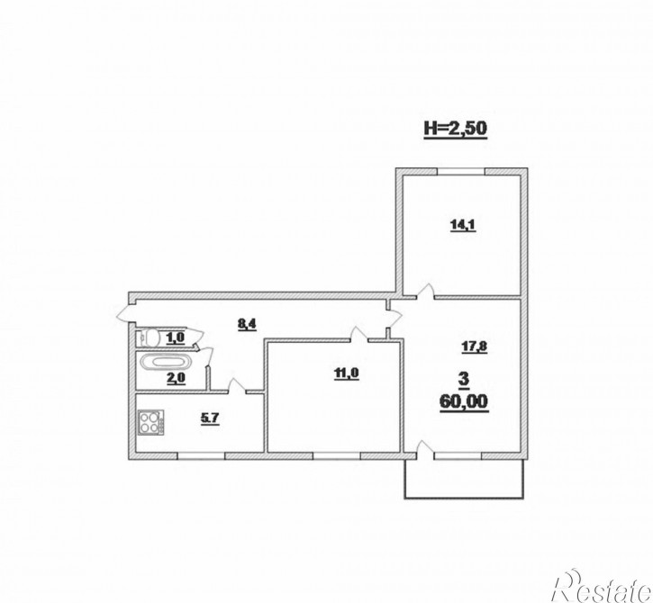 3-комн квартира Менделеева ул, 12а