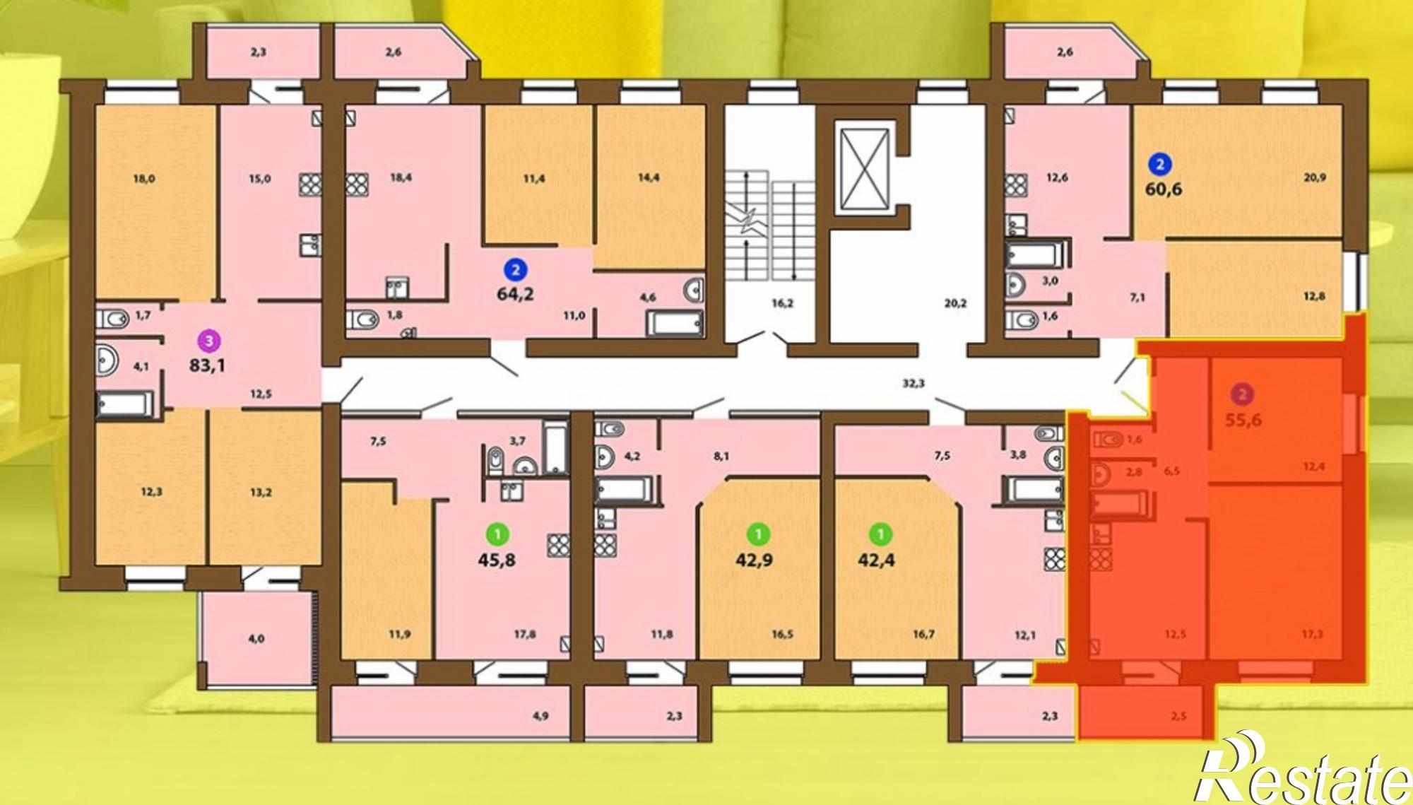 Купить квартиру за 3 380 000 рублей на Костычева ул, 84Б Купить квартиру за 3 380 000 рублей на Костычева ул, 84Б