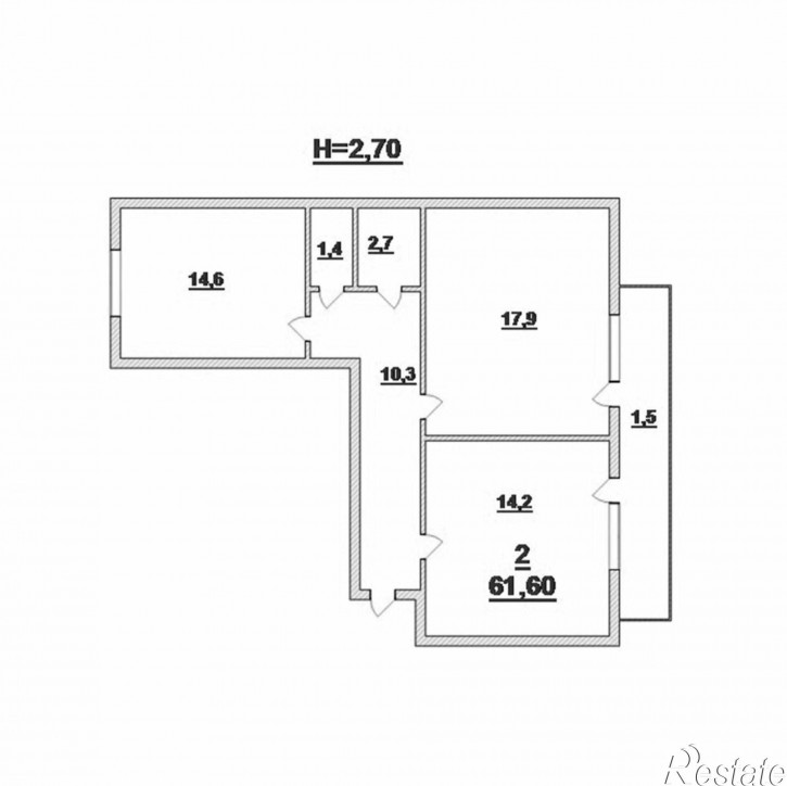 2-комн квартира Счастливая ул, 1