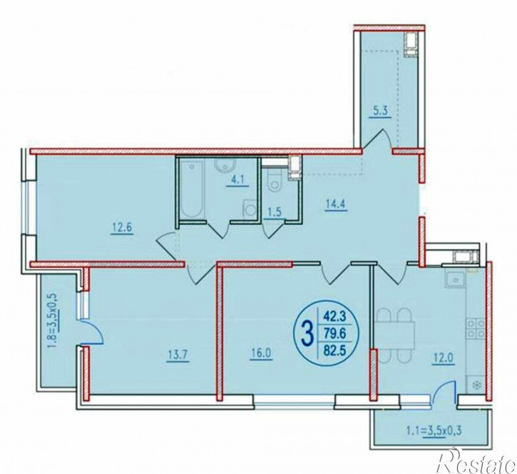 3-комн квартира Половинко ул