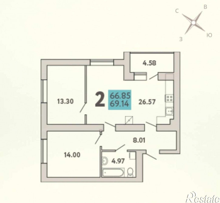 2-комн квартира Маршала Жукова ул, 6