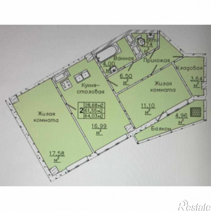 2-комн квартира Комсомольская ул