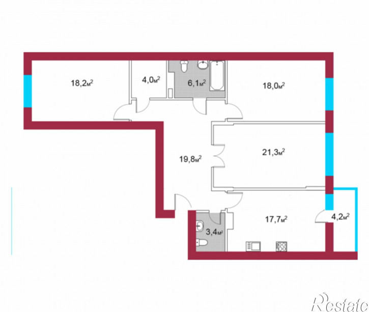 3-комн квартира в новом доме Скворцова-Степанова ул, 15