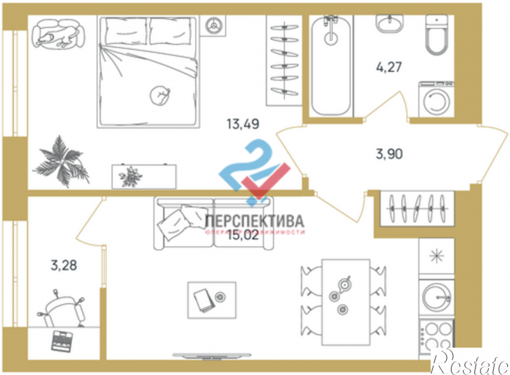 1-комн квартира в новом доме Октябрьский район,  жилой комплекс Апгрейд
