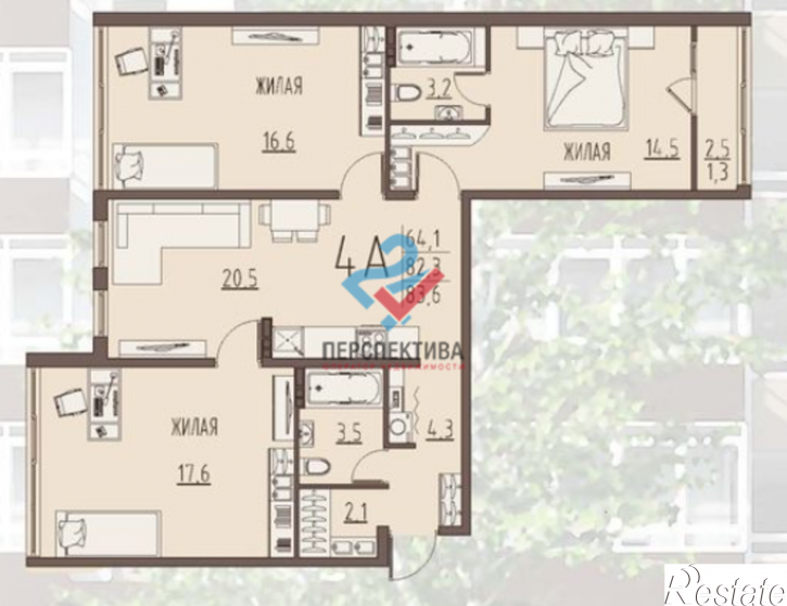 3-комн квартира в новом доме Речная улица, 13