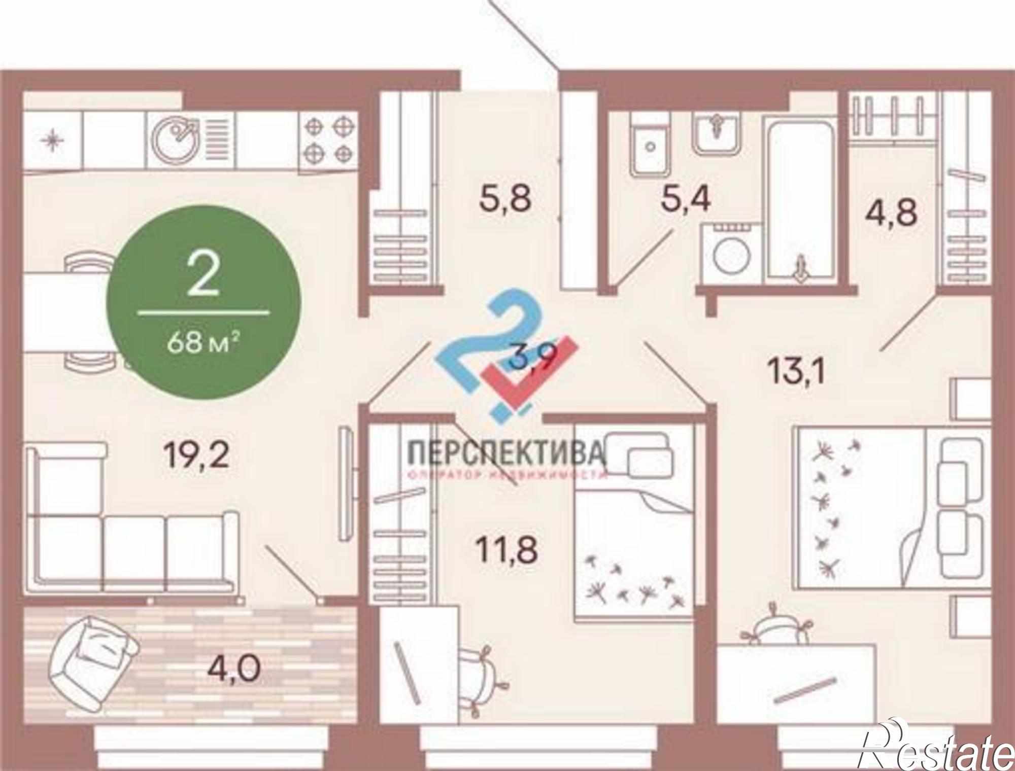 Купить квартиру за 4 352 000 рублей на Железнодорожный район,  жилой комплекс Norwood