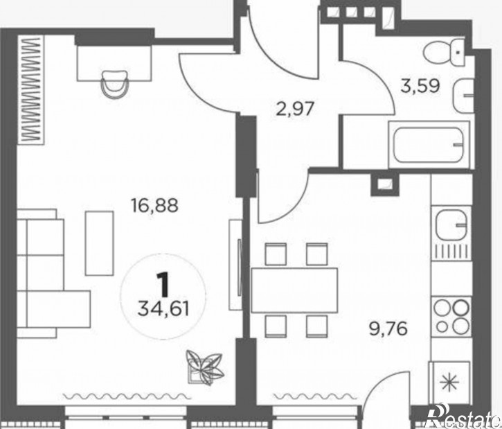 1-комн квартира в новом доме Доломановский переулок, 82