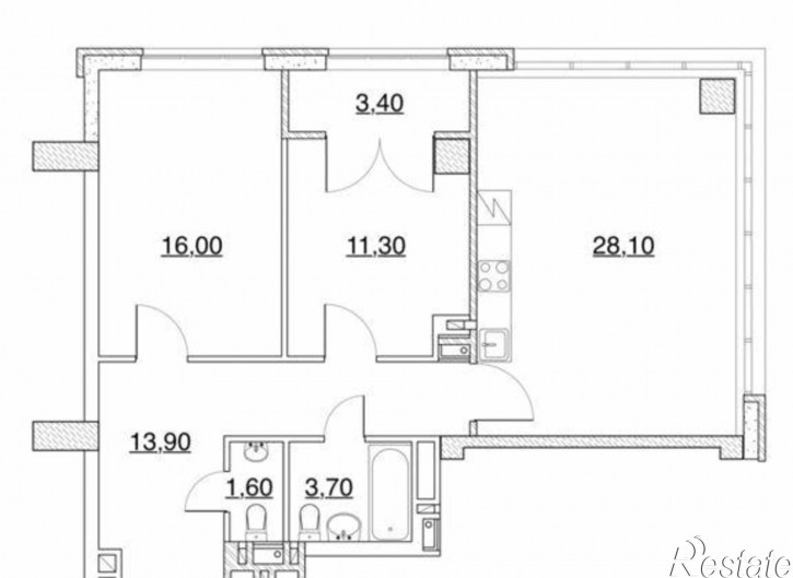 3-комн квартира в новом доме бульвар Комарова, 20В/9А