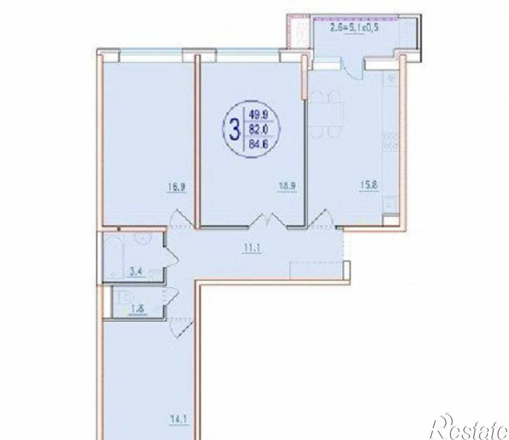 3-комн квартира в новом доме улица Мечникова, 110Б