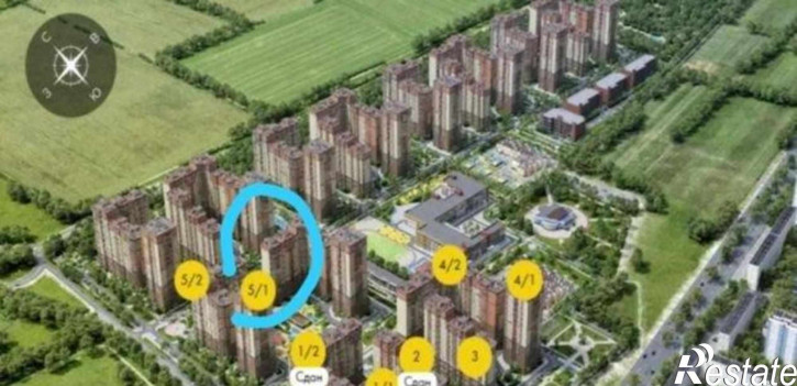 1-комн квартира в новом доме улица Вересаева, 101/2с2
