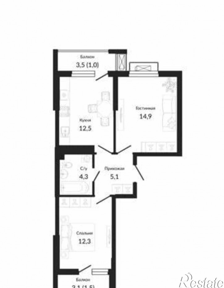 2-комн квартира в новом доме Филимоновская улица, 241