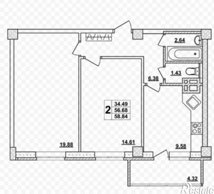 2-комн квартира улица 1-й Конной Армии, 13В