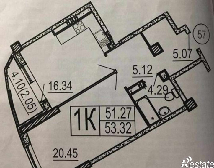 1-комн квартира в новом доме улица Сержантова, 9/27