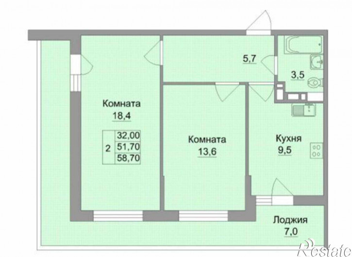 2-комн квартира в новом доме улица Нансена, 83