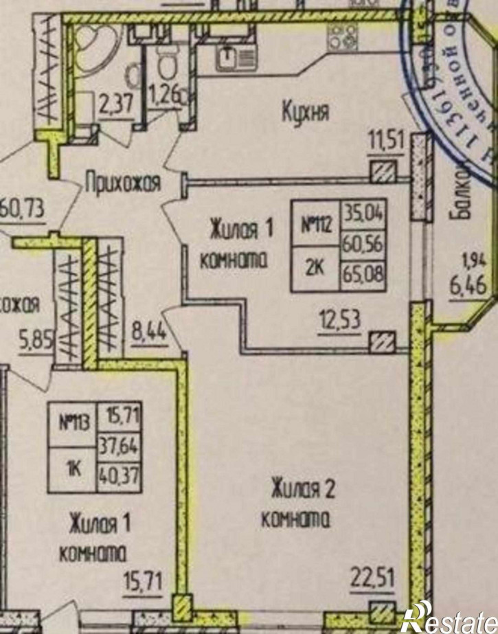 2-комн квартира в новом доме Тибетская улица, 1Бс2