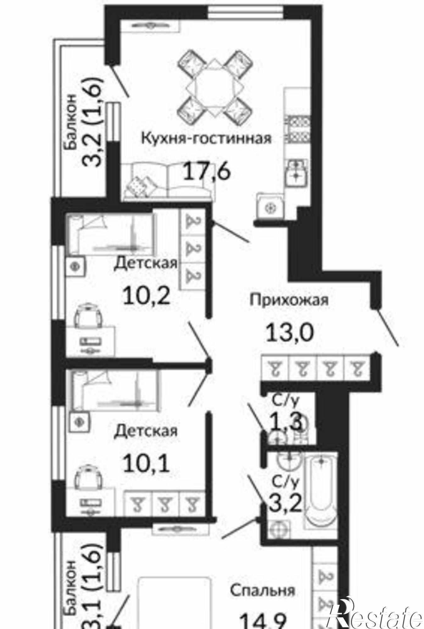Купить квартиру за 6 390 000 рублей на улица Ларина, 45к3
